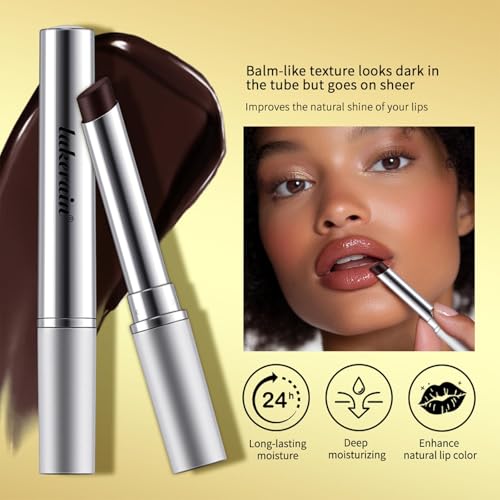 2Pcs Black & Pink Honey Lipstick Tinted Lip Balm ? Moisturizing Sheer Lip with Natural Shine, Hydrating & Lightweight Lip Tint, Long-Lasting Dark Cherry Tinted Balm Lip Stain (Black & Pink, 2)