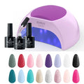 SUNUV SUN2C Purple 48W LED UV Light Nails Lamp, UV Lamp for Gel Nails with 4 Timer Settings,Hema-Free Gel Nail Polish Kit, 16 Colors Gel Polish Set