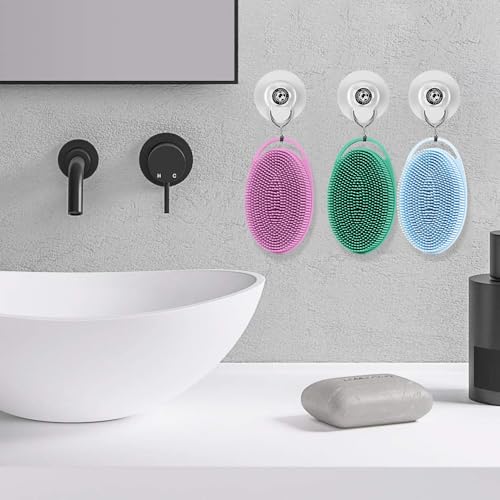 6-Pack Silicone Body Scrubber Loofah Set for Sensitive Skin - Black Pink Blue Green Purple Grey