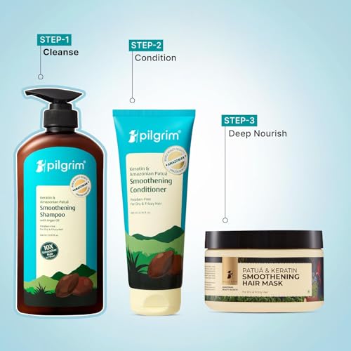 Pilgrim Keratin & Patuá Smoothing Shampoo 21.97 Fl Oz for Frizz Control & Soft Hair