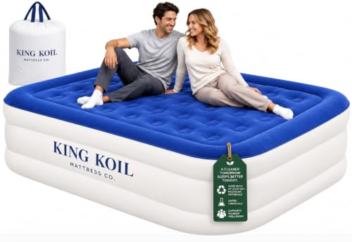 Blue Twin Air Mattress with Built-in Pump - 20 Inch Raised Inflatable Bed