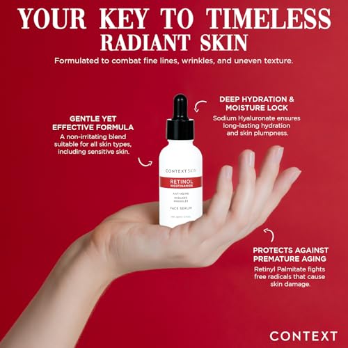 Context Skin Retinol Face Serum ? Retinol Serum for Face Anti Aging, Anti-Wrinkle Formula to Smooth Fine Lines, Enhance Firmness & Restore Radiance, Hydrating Night Treatment for Even Skin - 1 Fl oz