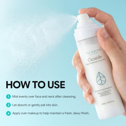 The Harnay Cicaide Hydrating & Soothing Facial Mist – Korean Makeup Prep & Setting Spray, 4.05 fl oz