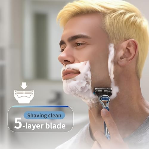 Replace Handle Compatible with Gillette Fusion5 Razors for Men, Comfort Glide Razor Handle Non-Slip Ergonomic Handles, Only The Handle(1 Pack Blue)