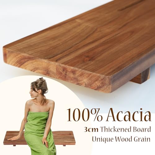 35" Acacia Wood Bathtub Tray Caddy for Freestanding Tubs - Thickened 1.2" Board, Elegant Spa Accessory