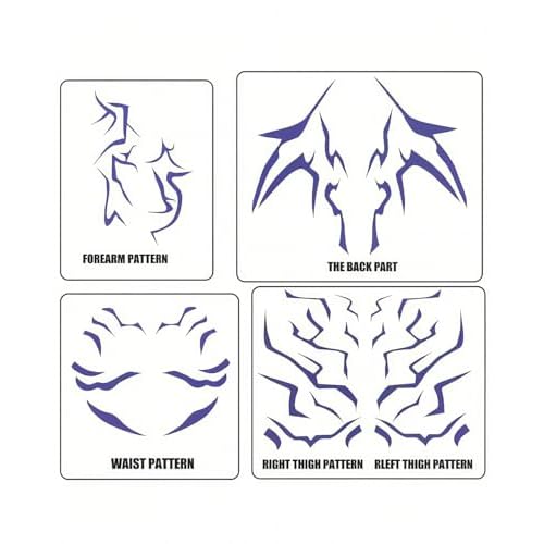 7 Sheets Movie Anime Purple Temporary Tattoos Cosplay Tattoo Stickers Halloween Cosplay Tattoos Stickers Dance Cosplay Tattoos Halloween Cosplay Accessories Party Prop
