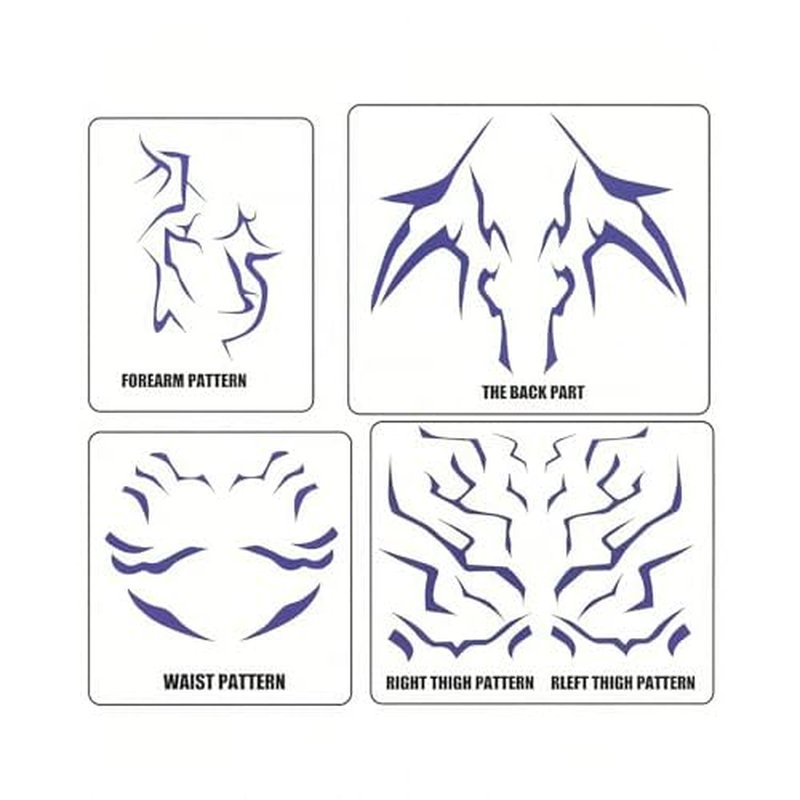 7 Sheets Movie Anime Purple Temporary Tattoos Cosplay Tattoo Stickers Halloween Cosplay Tattoos Stickers Dance Cosplay Tattoos Halloween Cosplay Accessories Party Prop