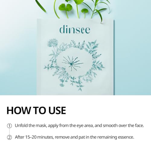 DINSEE Premium Vegan Cica Cooling Mask Sheet- Instant Calm & Glow, Skin Softening Facial Mask, Centella Asiatica & Hyaluronic Acid for Hydration, 27mlx5ea
