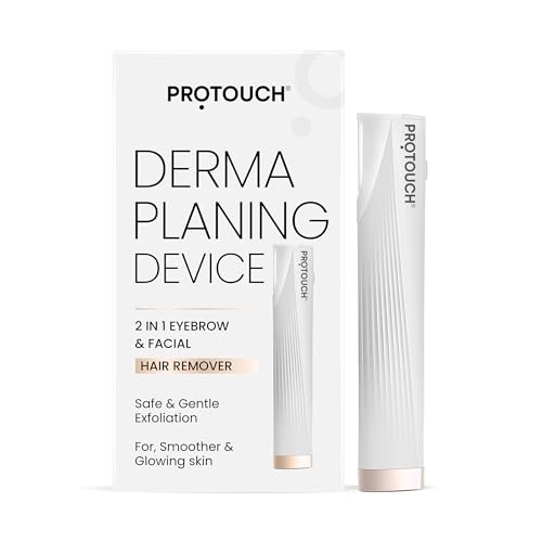 PROTOUCH Electric Dermaplaning Device | Beauty Tool | 2 in 1 Eyebrow & Face Hair Remover with Gentle Exfoliation | Quick, Painless, Smoother & Glowing Skin | 3 Attachment | Easy & Safe to Use
