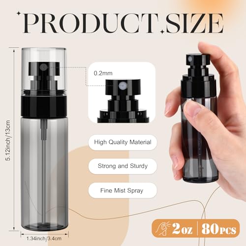 80 Pack 2oz Leak-Proof Spray Bottles for Perfume Hair & Beauty Travel