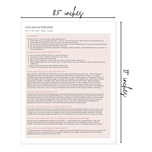 Lash Extension Eyelash Consent, Intake, Aftercare forms with Mapping | 100 Pack | 25 of each Consent, Intake, Aftercare, and Mapping Forms for Lash Artists | 8.5 x 11 inch