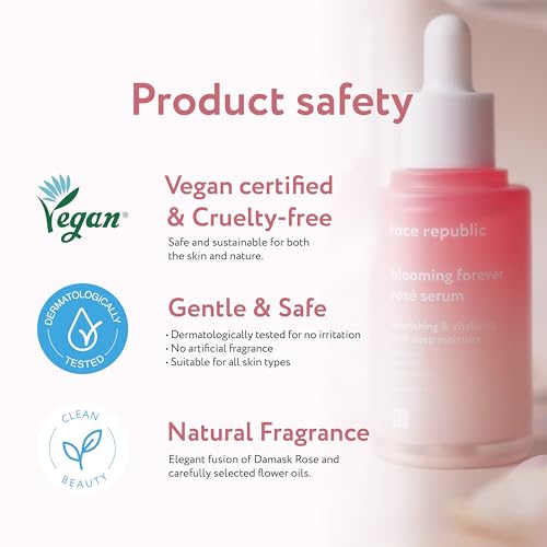 Face Republic Blooming Forever Ros? Serum 45ml 1.52 fl oz | Damask Rose, Bakuchiol | Revitalizing & Rejuvenating | Wrinkle Care | Firm and Elastic Skin | Vegan Korean Skincare