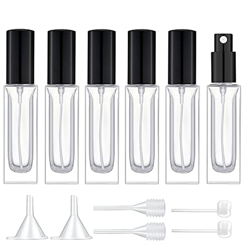 Lil Ray 1 Oz Perfume Atomizer Bottle, Portable Fragrance Bottle, Refillable Glass Spray Bottle for Perfume Cologne Water Alcohol (6 PCS, Black)