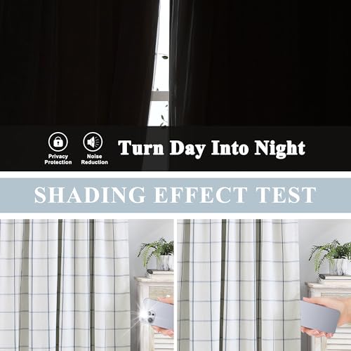 Vision Home Blue Plaid Linen Pinch Pleated Blackout Curtains 40W x 95L – Pack of 2