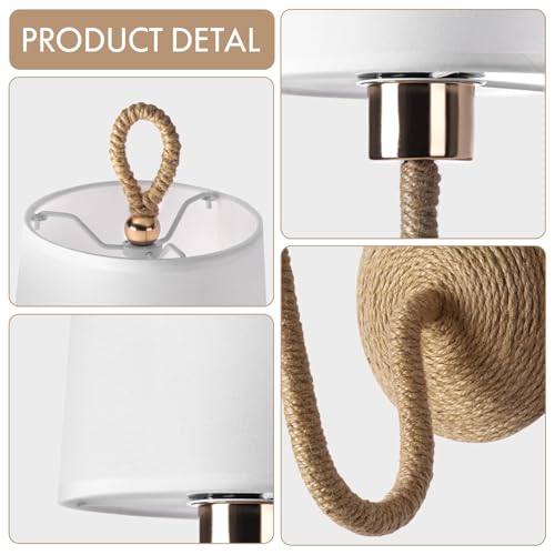 HILUXIA Set of 2 Battery-Operated Boho Wall Sconce Lamps with Remote, Rechargeable LED Rattan Gold Light Fixtures for Bedroom & Living Room