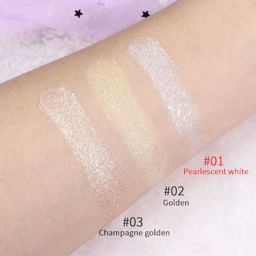 evpct Pearl White Silver Face Highlighter Makeup, White Shimmer Glitter Diamond Sparkly Highlighters Makeup Eyeshadow Palette Powder for Face Body Cheek Skin, inner Corner Eye Highlighter Make up 01