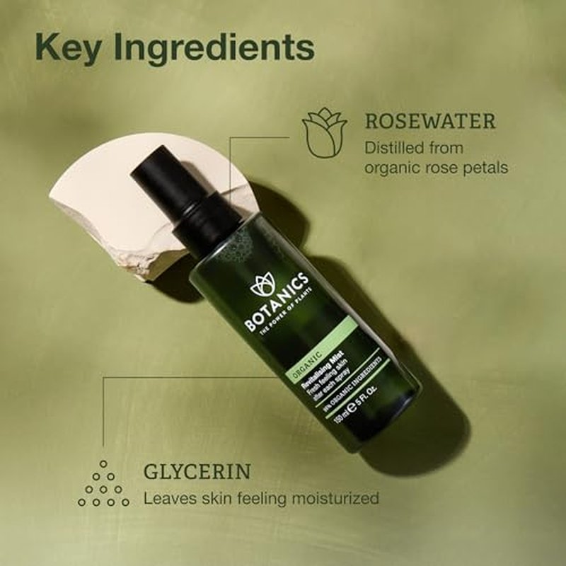 Botanics Hydrating Face Mist - Revitalizing Rose Water Spray for Face - Helps Skin Feel Smooth & Moisturized - Made with 98% Organic Ingredients - Vegan & Cruelty-Free Skin Care Spray (5 Fl Oz)