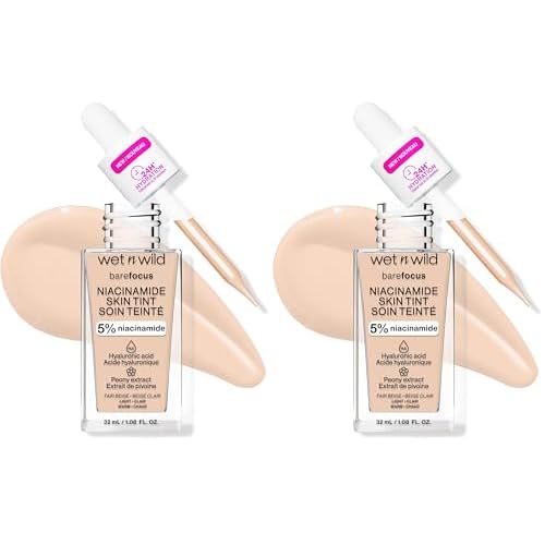 wet n wild Bare Focus Skin Tint, 5% Niacinamide Enriched, Buildable Sheer Lightweight Coverage, Natural Radiant Finish, Hyaluronic & Vitamin Hydration Boost, Cruelty-Free & Vegan - Fair Beige