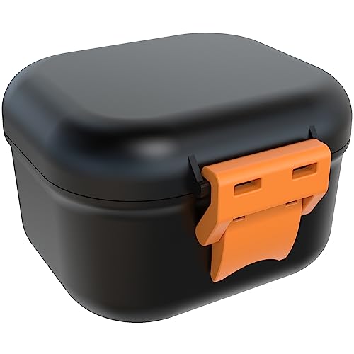ARGOMAX Denture Bath Cup with Strainer & Storage - Black Shell + Orange Variation