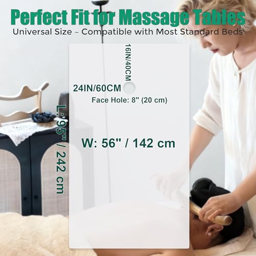 MAYOKEN¢ç 2PCS Massage Table Sheets with Face Hole ? 95" x 56" Extra-Large Polyester Cover, Wrinkle-Resistant, Machine Washable, Durable Massage Table Sheets for Professional Spa & Salon Therapy