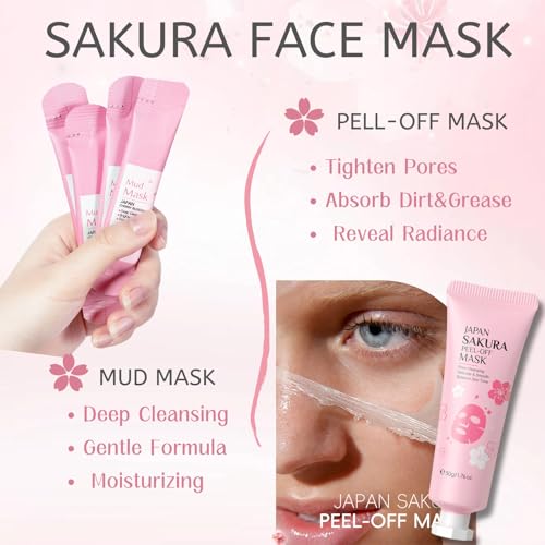 Evolvique Sakura Teen Skincare Set - Hydrating 11-Piece Gift Kit with Bunny Headband - Travel Size