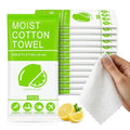 Body Wash Towelettes Scented Lemon Moist Cotton Towel Moist Towelettes Travel Size Individually Wrapped Bulk for Hiking Gym Camping Outdoor Sports (100 Pack)