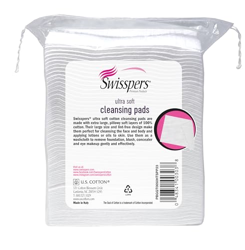 Swisspers Premium Facial Cleansing Pads XL, Cotton, Pack of 6