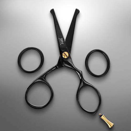 BRV MEN Black Rounded-Tip Nose & Ear Hair Scissors 4.2" - Professional Grooming Tool