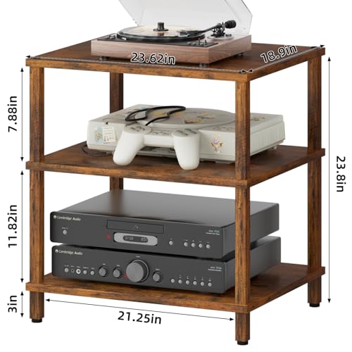 3-Tier Wooden Media Player Stand - Brown Modern TV & Game Console Cabinet Variation 1