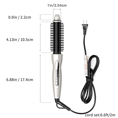 2nd Generation Hair Curler Straightening Brush - Ceramic Tourmaline Flat Curling Iron, 1 Inch Barrel, Anti-Scald, White