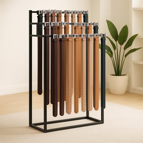 Black Metal Belt Display Rack, Tie & Scarf Organizer for Closet & Retail