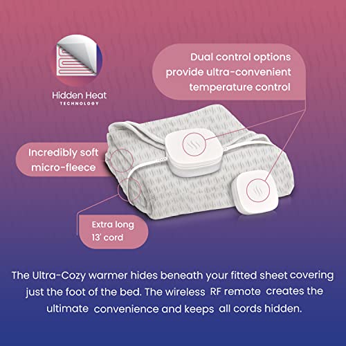 Wireless Heated Bed Foot Warmer with Remote Control - Queen 60" x 24" Microplush Flannel