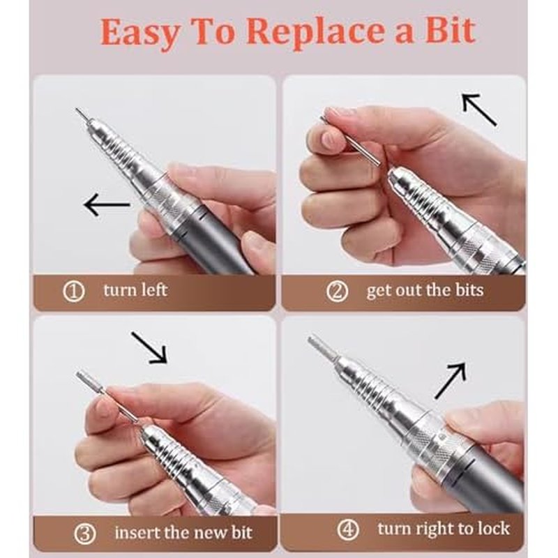 ?Professional Nail Drill - Lumcrissy 40000RPM Electric Nail File Drill Kit - Portable Rechargeable Cordless Efile Machine for Acrylics Gel Nails for Home Salon Manicure Pedicure