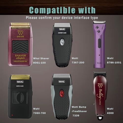 Charger Replacement for Wahl Shaver Shaper Charger, 2V Power Cord for Wahl Trimmer 8061, 8163, 8786-1001, 7367, 7357, 7029, 7060, 7035, 7339, 7356, 4000, for Wahl Clipper 5-Star Series Charging Cord