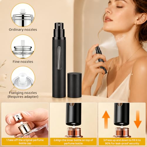 Refillable Perfume Atomizer 10ml Travel Bottle - Black, Gold & Grey