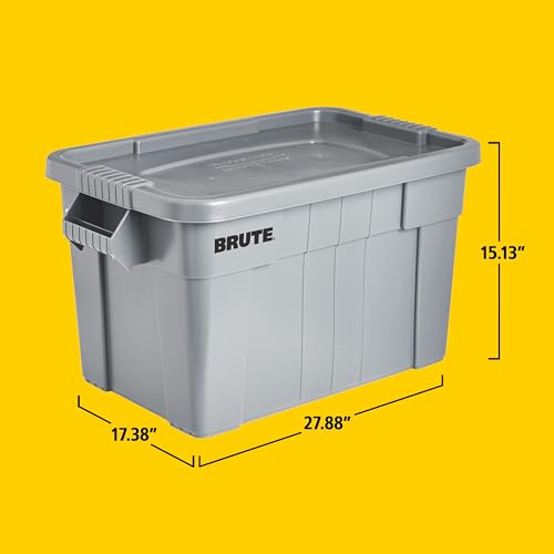 Heavy-Duty Gray Rubbermaid BRUTE Tote with Lid 20-Gallon 2 Pack - Commercial Storage