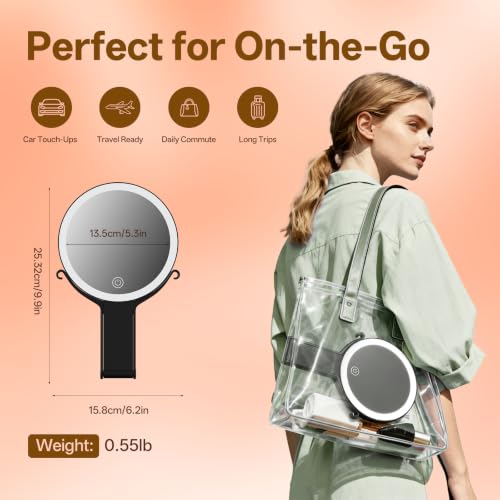 Travel Makeup Mirror with Lights 20X Magnification Black - Rechargeable & Dimmable