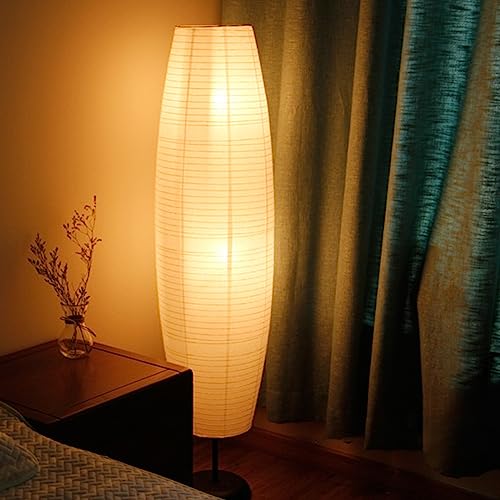 XENOID Tall Paper Floor Lamp - 12x12x53 Inches Minimalist Modern Standing Lamp for Living Room & Bedroom