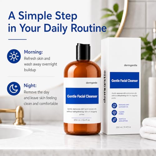 Gentle Hydrating Facial Cleanser for Sensitive Skin - Vegan, Non-Irritating, 8.4 fl oz