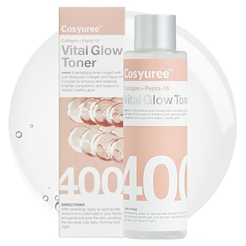 Collagen + Pepta-18 Vital Glow Toner, pH 5.5 Toner, pH Balancing, Absorbing Boost, Calming Skin, Refreshing, Hydrating, Purifying, Korean Skincare, 200ml/6.76 fl.oz