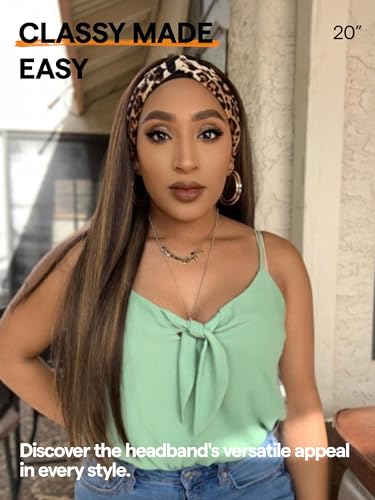 20 Inch Straight Synthetic Headband Wig with Highlights - Brown & 4/27 Variation