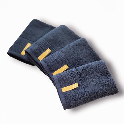 Navy 100% Organic Cotton Wash Cloth Set of 4 – Slow-Made in Japan, IKEUCHI ORGANIC