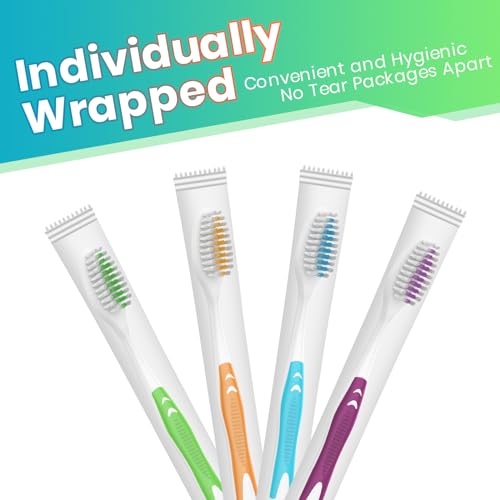 Blue Disposable Toothbrushes Bulk Pack 100pcs for Adults & Kids - Hygienic & Portable