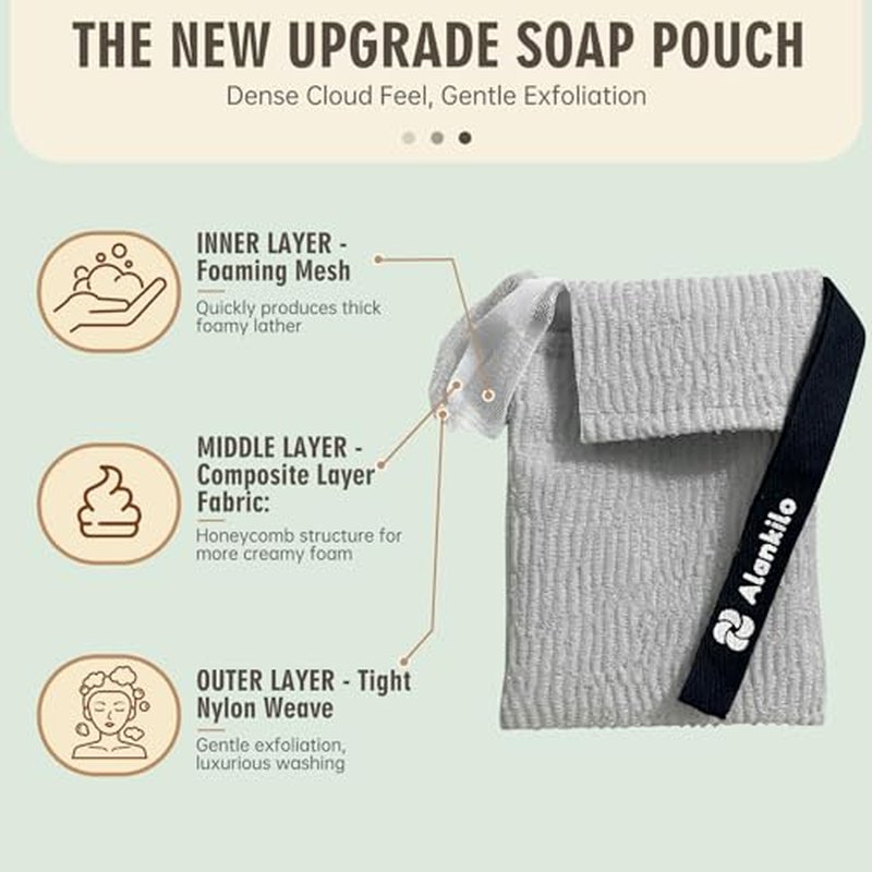 2 Pieces Soap Bags for Soap Bars, Exfoliating Soap Saver Bags, Foaming Bar Soap Pouches for Use in Baths or Showers (White)