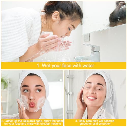 3PCS Lemon Turmeric Soap,Turmeric Soap Bar for Face and Body,Lemon Turmeri c Soa p infused with turmeric Extract, Soft, gentle and effective