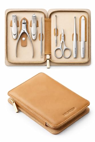 MR.GREEN 8-in-1 Manicure & Pedicure Kit with Anti-Splash Nail Clippers – German Stainless Steel, Leather Case
