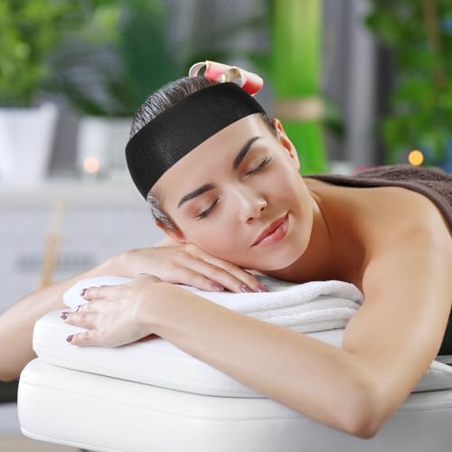 Disposable Spa Facial Headbands Black 140 Pcs - Soft, Stretchable, One Size Fits All