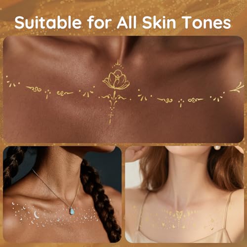 Snake Scales Tattoo Stickers Helloween Gold Python Scales Waterproof emporary Tattoos Stickers for Women Men Girl Adults Holiday Party Decoration Supplies (4 Sheet)