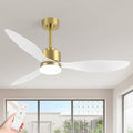 Breezary 52-Inch Gold & White Ceiling Fan with Lights and Remote, Reversible Blades, Quiet DC Motor for Large Rooms