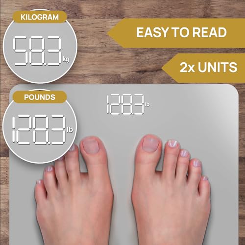 INEVIFIT Silver Digital Bathroom Scale - Accurate Body Weight Monitor